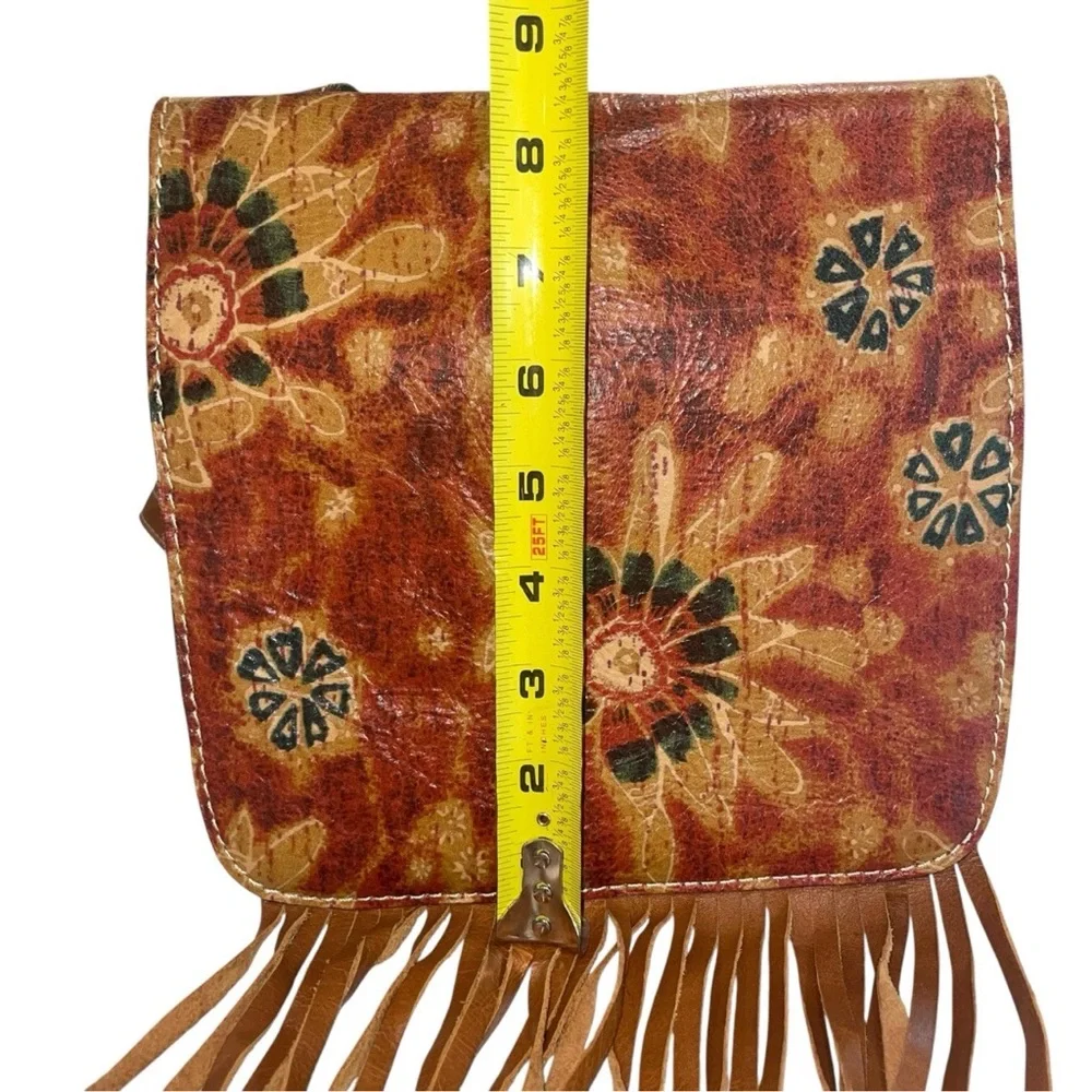 PATRICIA NASH 70s REVIVAL COLLECTION FLORAL CROSSBODY FRINGE ITALIAN LEATHER - Picture 4 of 7
